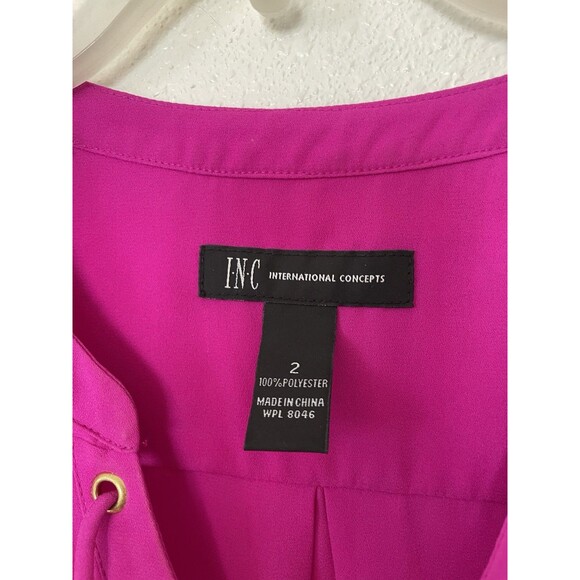 Inc International Concepts Magenta Grommet-Lace up Blouse  size 2 office party - Picture 4 of 4